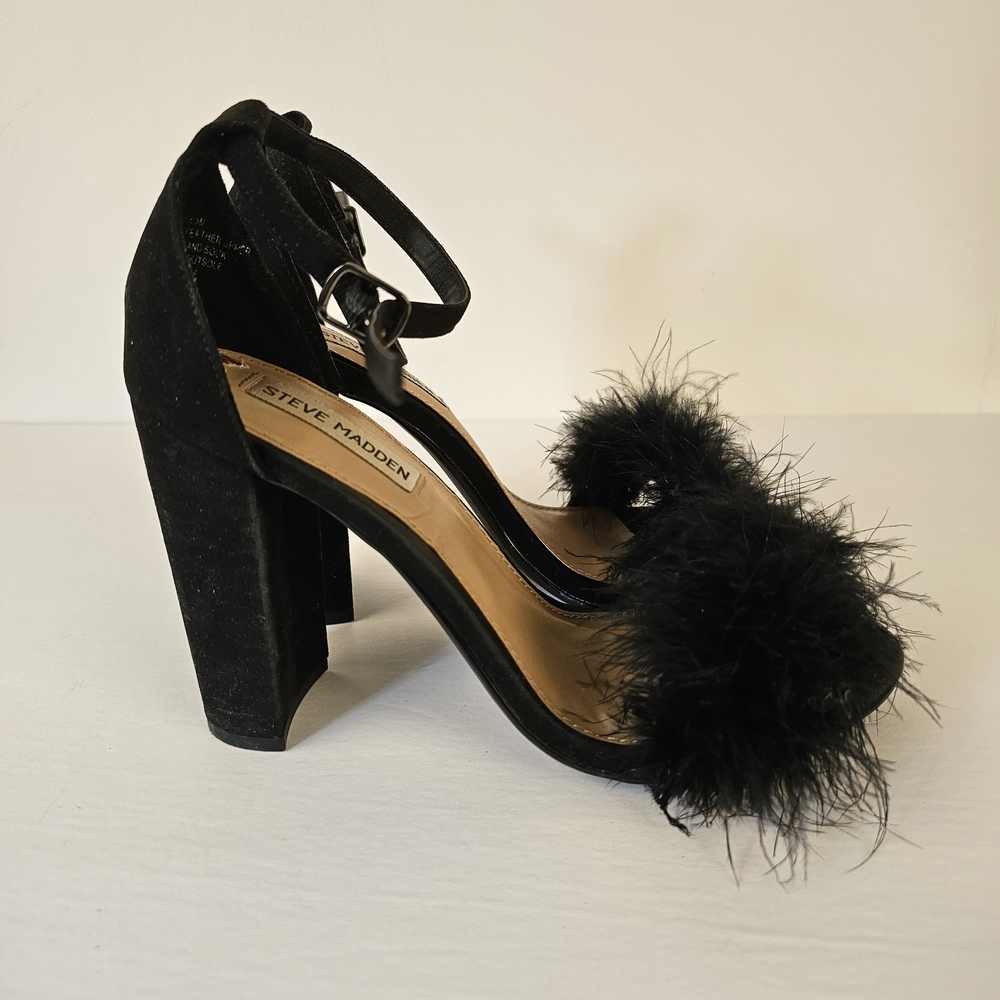 Steve Madden Black Feathered Women's Heels